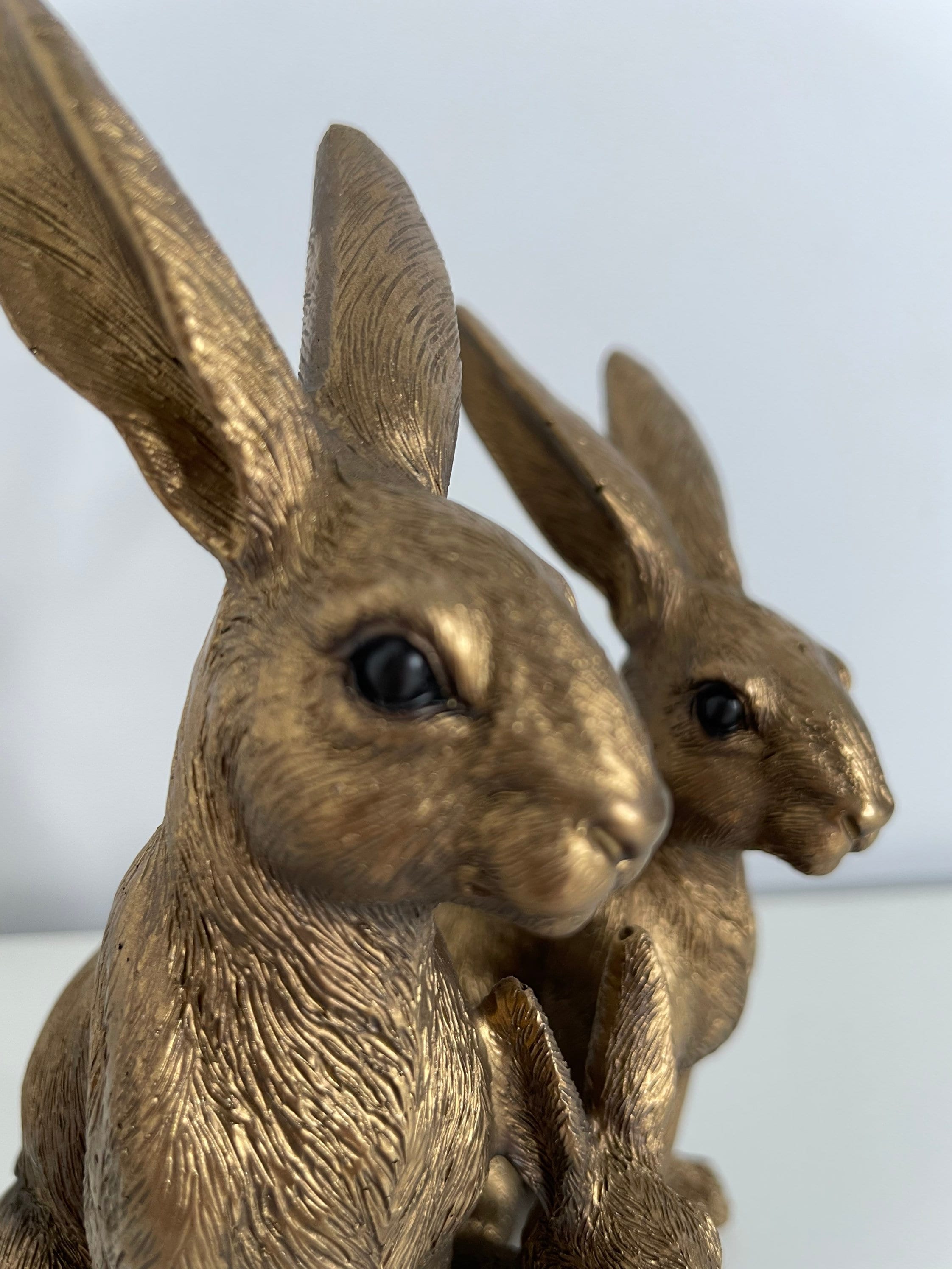 Reflections Bronzed Hare and Baby Family Sitting Ornament 16 Sculpture Decor Home Family Gift lovely Hare or wildlife lover gift