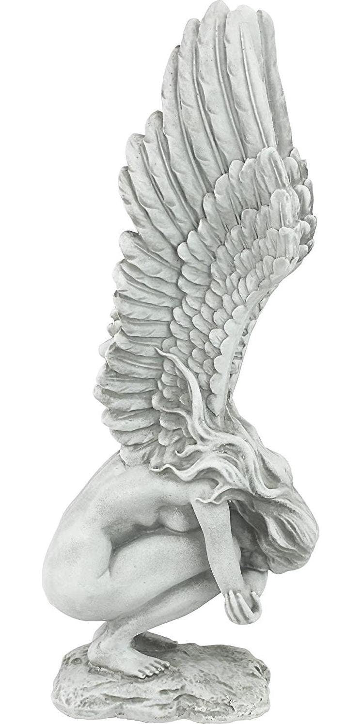 Design toscano remembrance and redemption angel religious garden statue, medium 38 cm, polyresin, antique stone