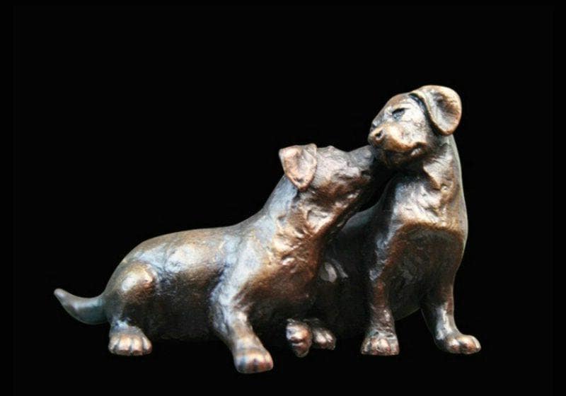 Small labrador puppy pair figurine (limited edition) michael simpson bronze sculpture home decor