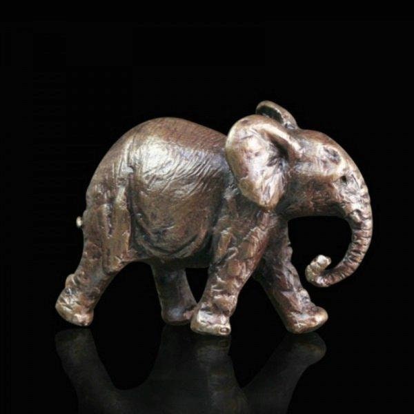 Elephant bronze miniature (butler and peach) bronze sculpture home decor