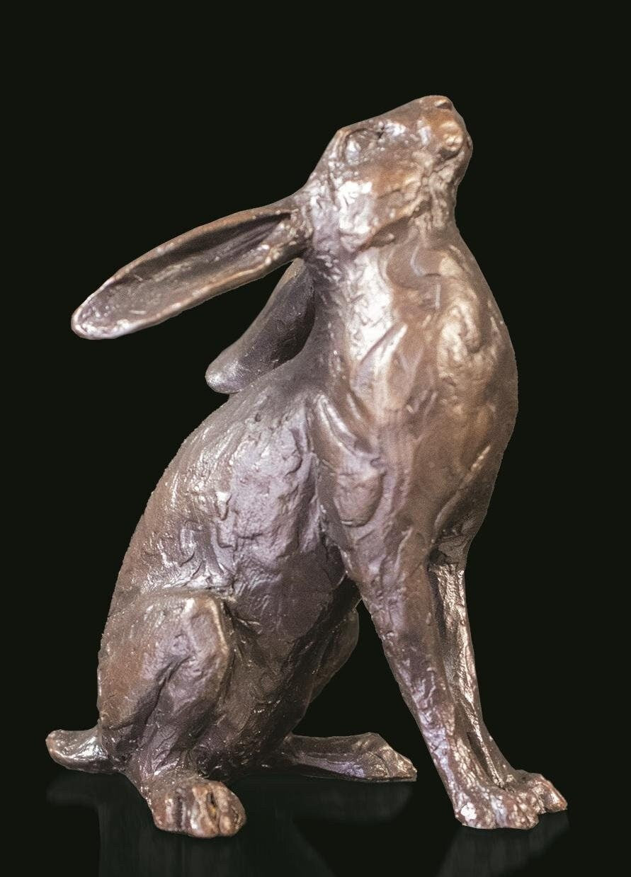Medium hare moongazer bronze figurine (limited edition) michael simpson animal sculpture home decor