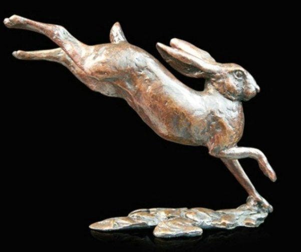 Hare running small bronze figurine (limited edition) michael simpson animal sculpture home decor