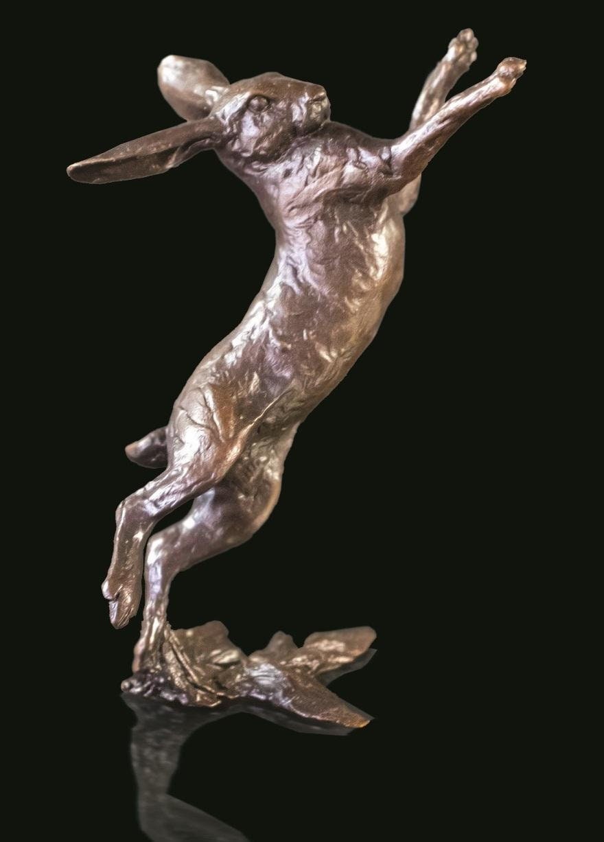 Hare boxing small bronze figurine (limited edition) michael simpson animal sculpture home decor