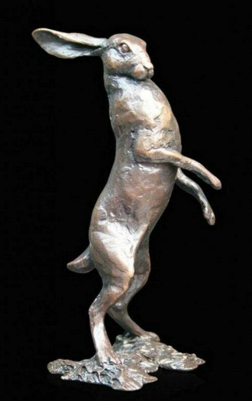 Small hare standing bronze figurine (limited edition) michael simpson animal sculpture home decor
