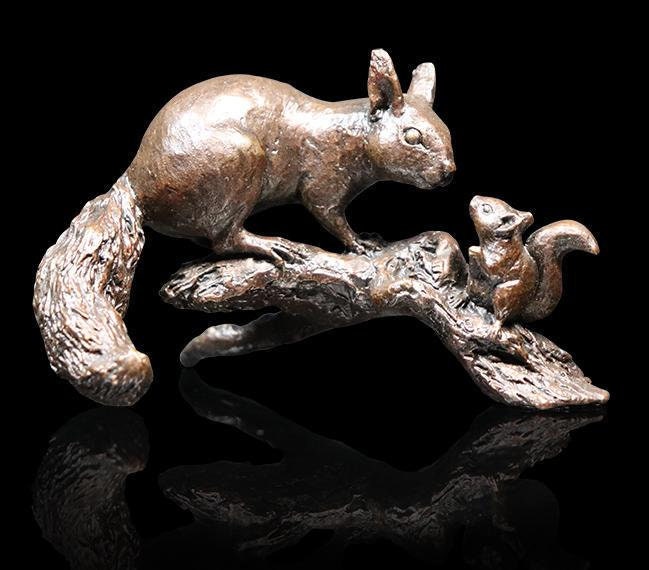 Squirrel and baby bronze figurine (limited edition) michael simpson animal sculpture home decor