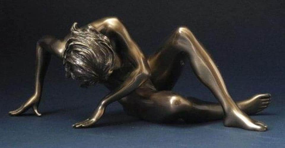 Awakening nude female bronze figurine home decor