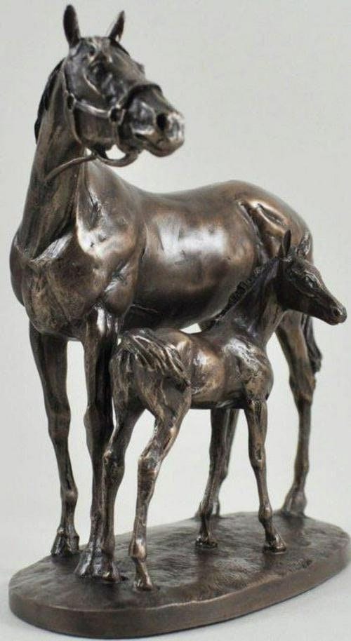 Mare and foal horse figurine (david geenty) animal sculpture home decor