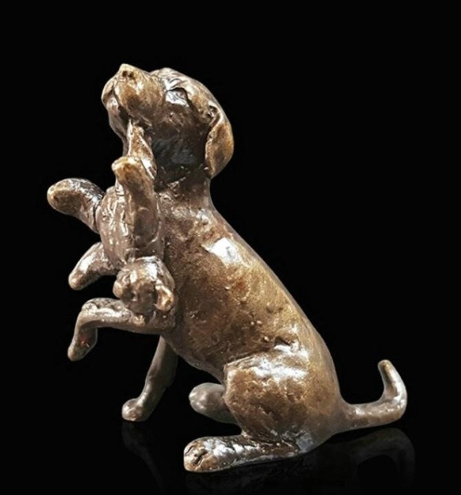 Labrador with teddy bronze miniature (butler and peach) dog figurine home decor