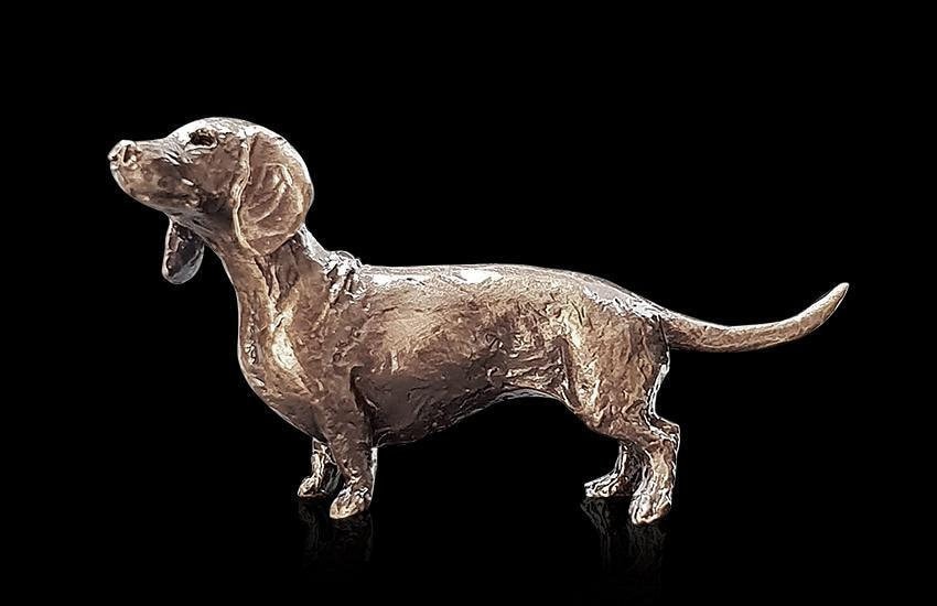 Dachshund bronze miniature (butler and peach) dog figurine home decor