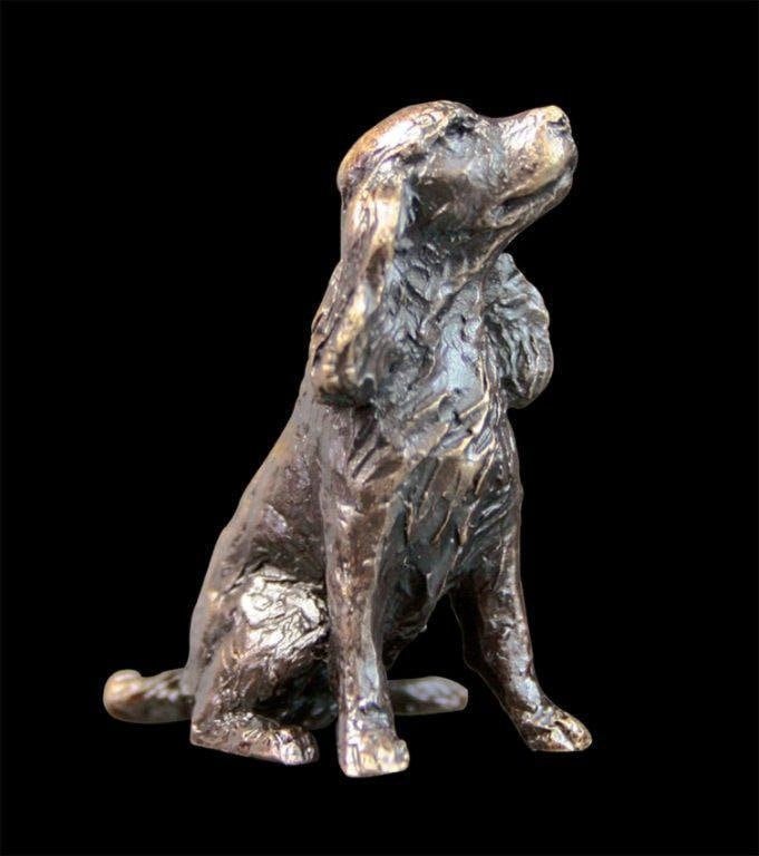 Spaniel sitting bronze miniature (butler and peach) dog figurine home decor