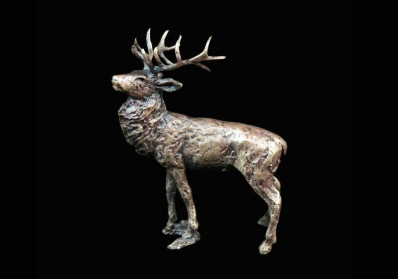 Stag bronze miniature (butler and peach) animal sculpture home decor
