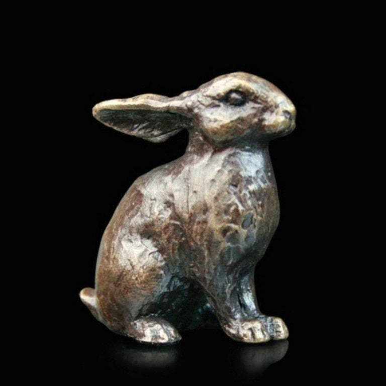 Bunny rabbit bronze miniature (butler and peach) animal sculpture home decor