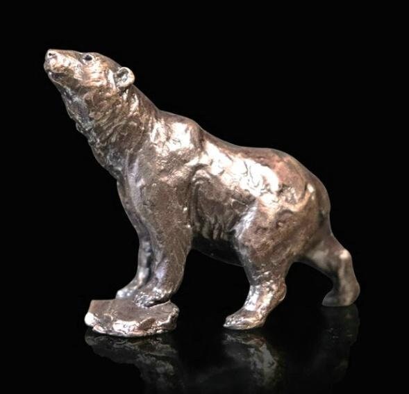 Polar bear standing bronze miniature (butler and peach) animal sculpture home decor