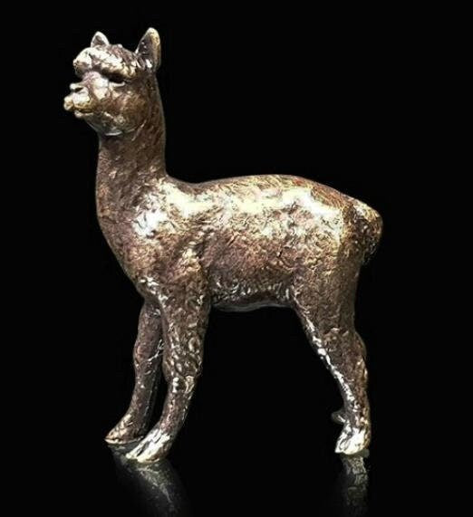 Alpaca standing bronze miniature (butler and peach) animal sculpture home decor