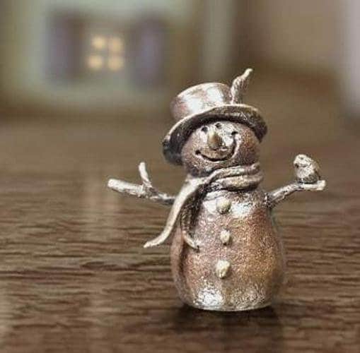 Snowman bronze miniature (butler and peach) anniversary gift home decor