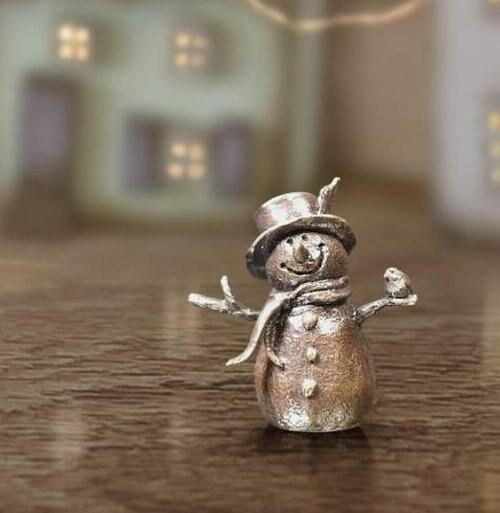 Snowman bronze miniature (butler and peach) anniversary gift home decor