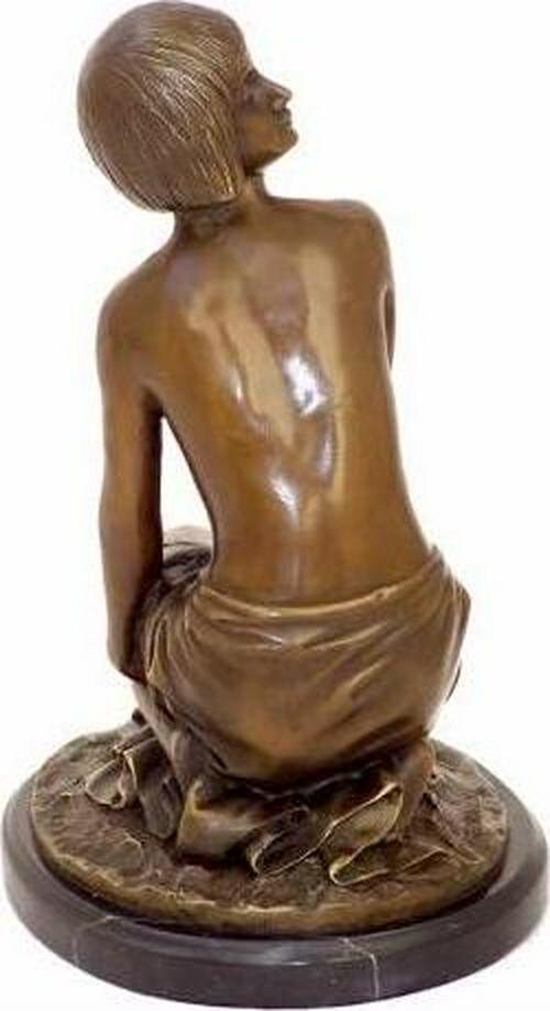 Kunst and ambiente - art deco bronze sculpture - female nude - aspasie - signed by amedeo gennarelli