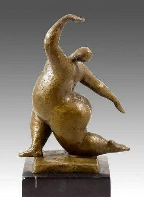 Kunst and ambiente modern art bronze sculpture - squating nude dancer - signed by milo