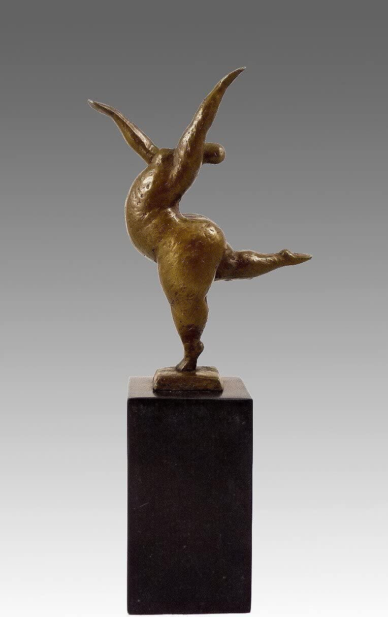 Kunst and ambiente modern art bronze sculpture - balancing nude dancer - signed by milo