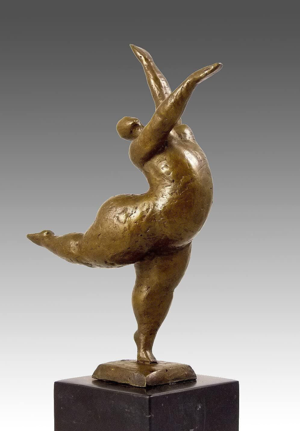 Kunst and ambiente modern art bronze sculpture - balancing nude dancer - signed by milo