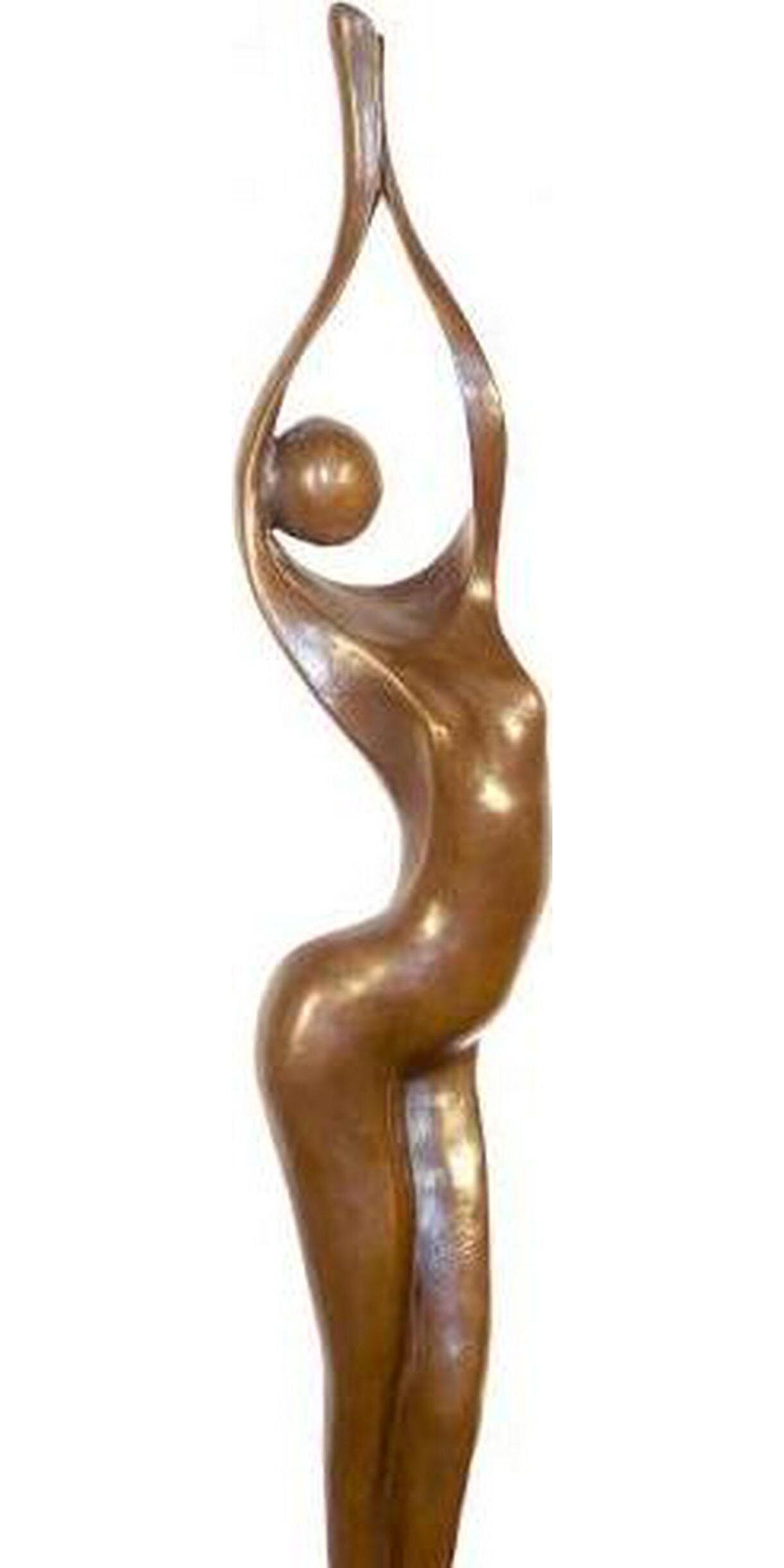 Kunst and ambiente - modern art bronze sculpture - abstract woman nude - signed by milo - on marble base