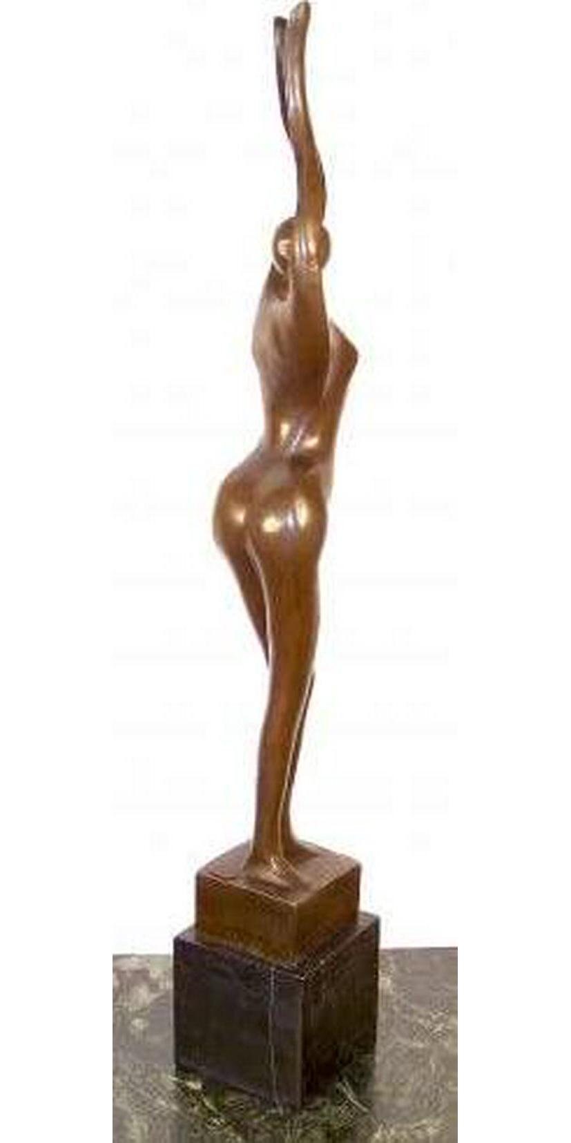 Kunst and ambiente - modern art bronze sculpture - abstract woman nude - signed by milo - on marble base