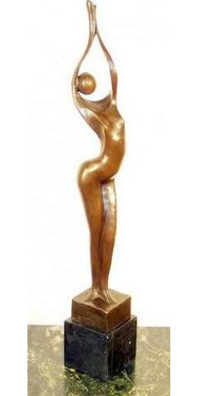 Kunst and ambiente - modern art bronze sculpture - abstract woman nude - signed by milo - on marble base