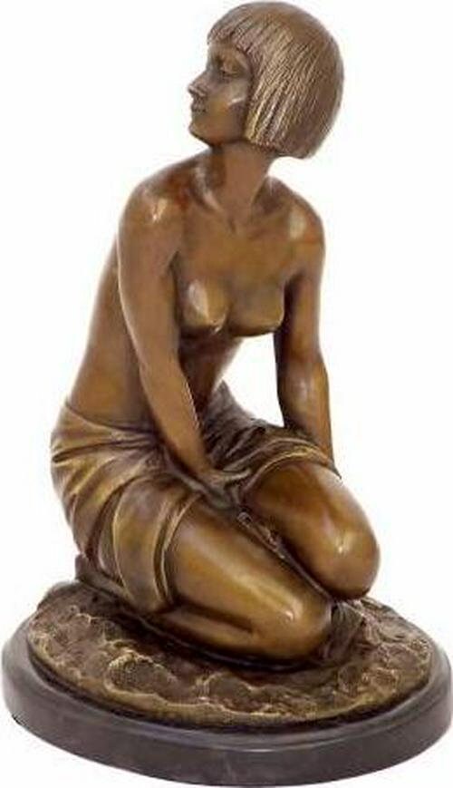 Kunst and ambiente - art deco bronze sculpture - female nude - aspasie - signed by amedeo gennarelli