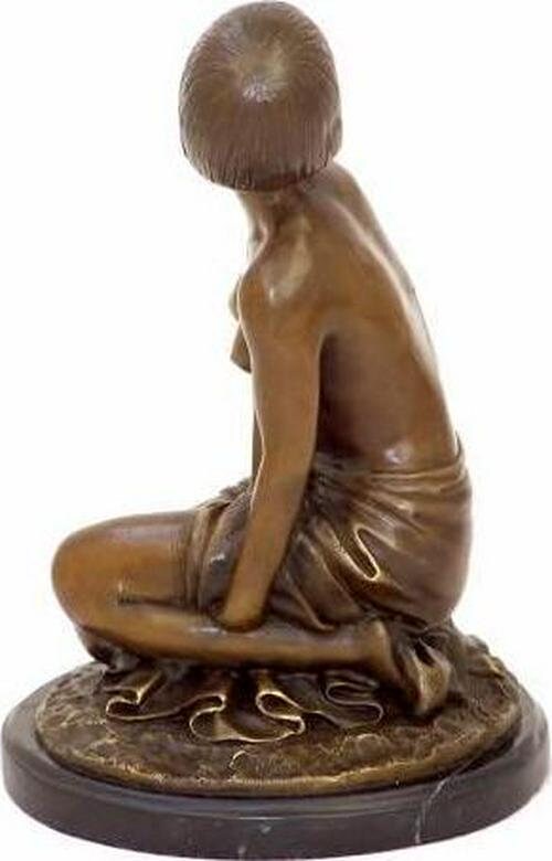 Kunst and ambiente - art deco bronze sculpture - female nude - aspasie - signed by amedeo gennarelli
