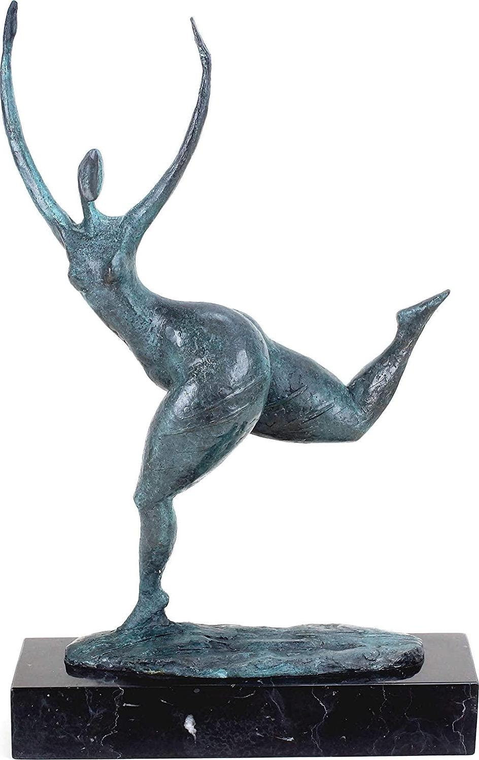 Kunst and ambiente modern art sculpture - running woman - abstract bronze nude - signed milo