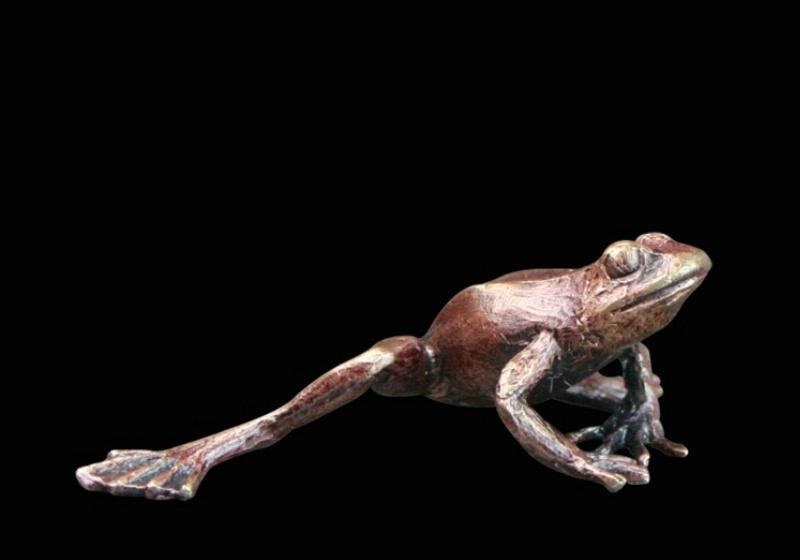 Frog - Butler & Peach (Solid Bronze Sculpture) animal figurine home decor wedding gift