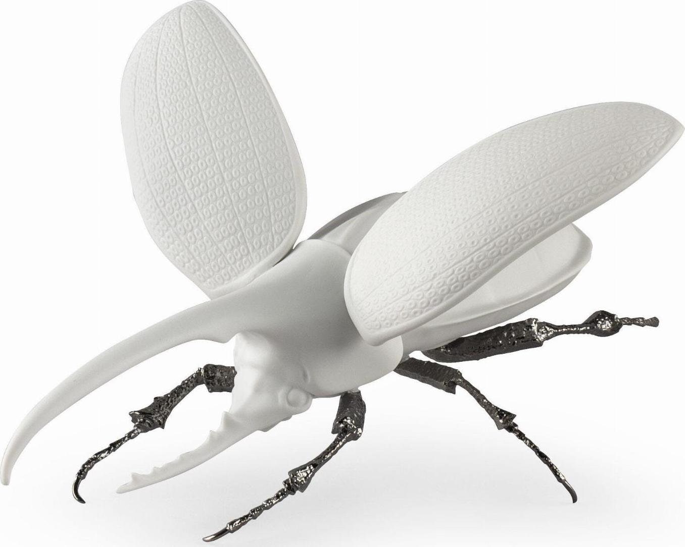 Hercules beetle figurine. matte white porcelain sculpture by lladro shelf decor wedding gift