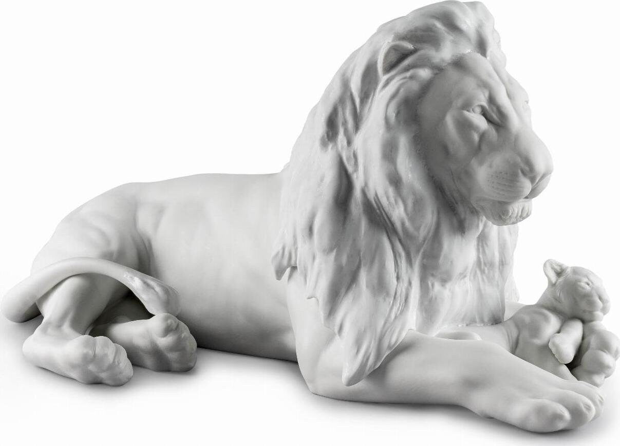 Lion with cub figurine porcelain sculpture by lladro anniversary gift shelf decor