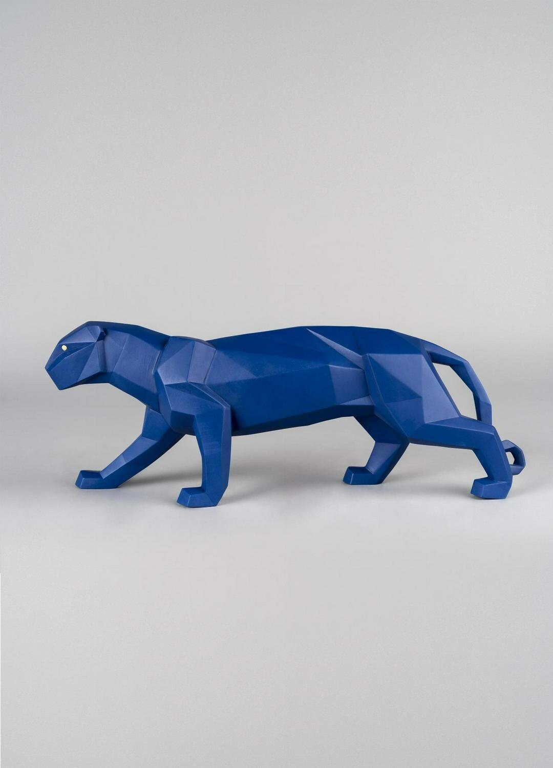 Panther figurine. blue matte porcelain sculpture by lladro shelf decor anniversary gift