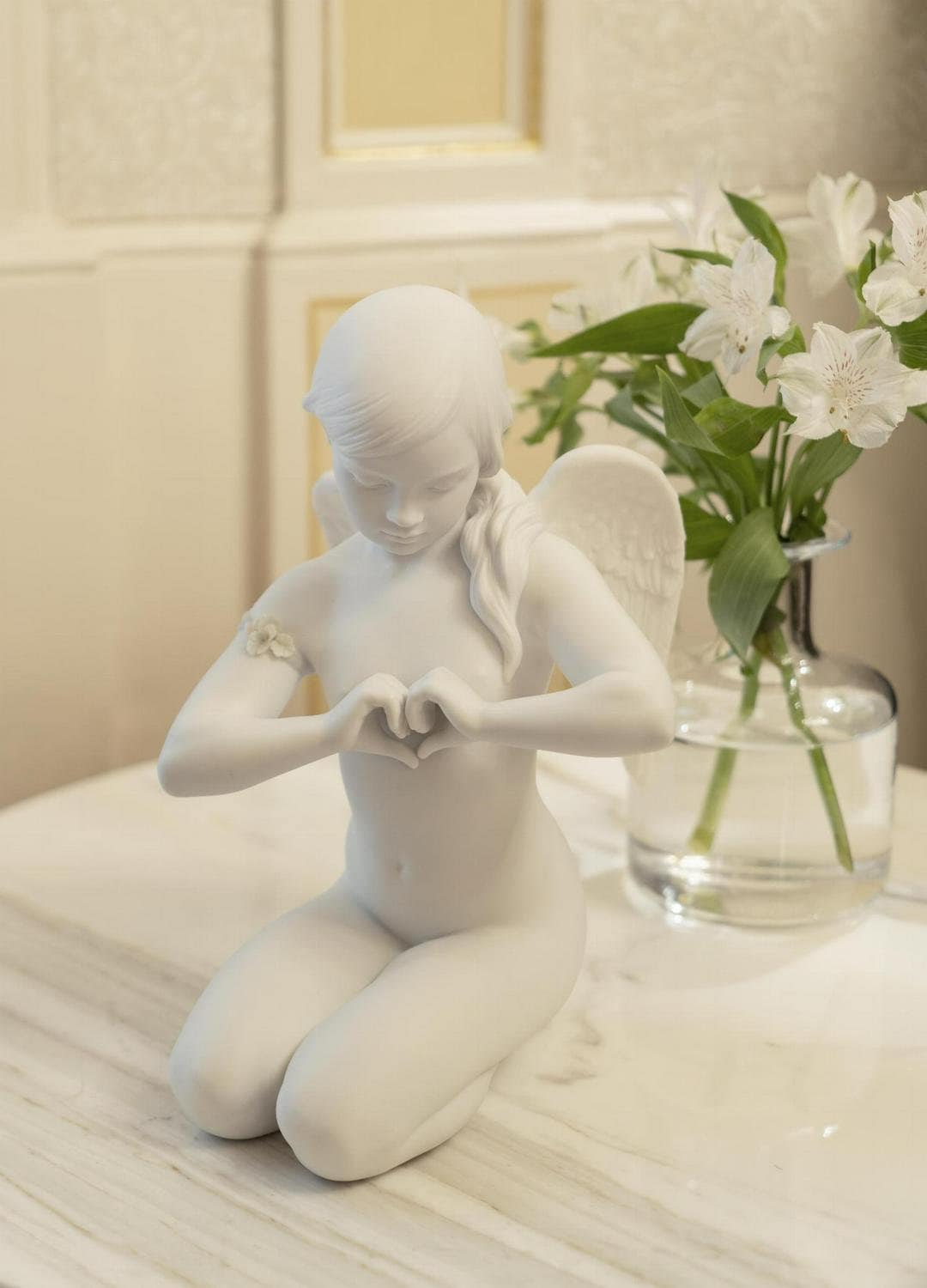 Heavenly heart angel figurine porcelain sculpture by lladro wedding gift shelf decor