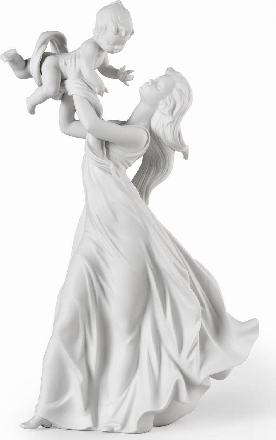 My little sweetie mother figurine. matte white porcelain sculpture by lladro home decor birthday gift