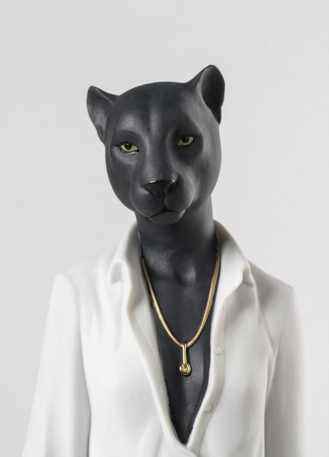 Panther woman figurine porcelain sculpture by lladro home decor birthday gift