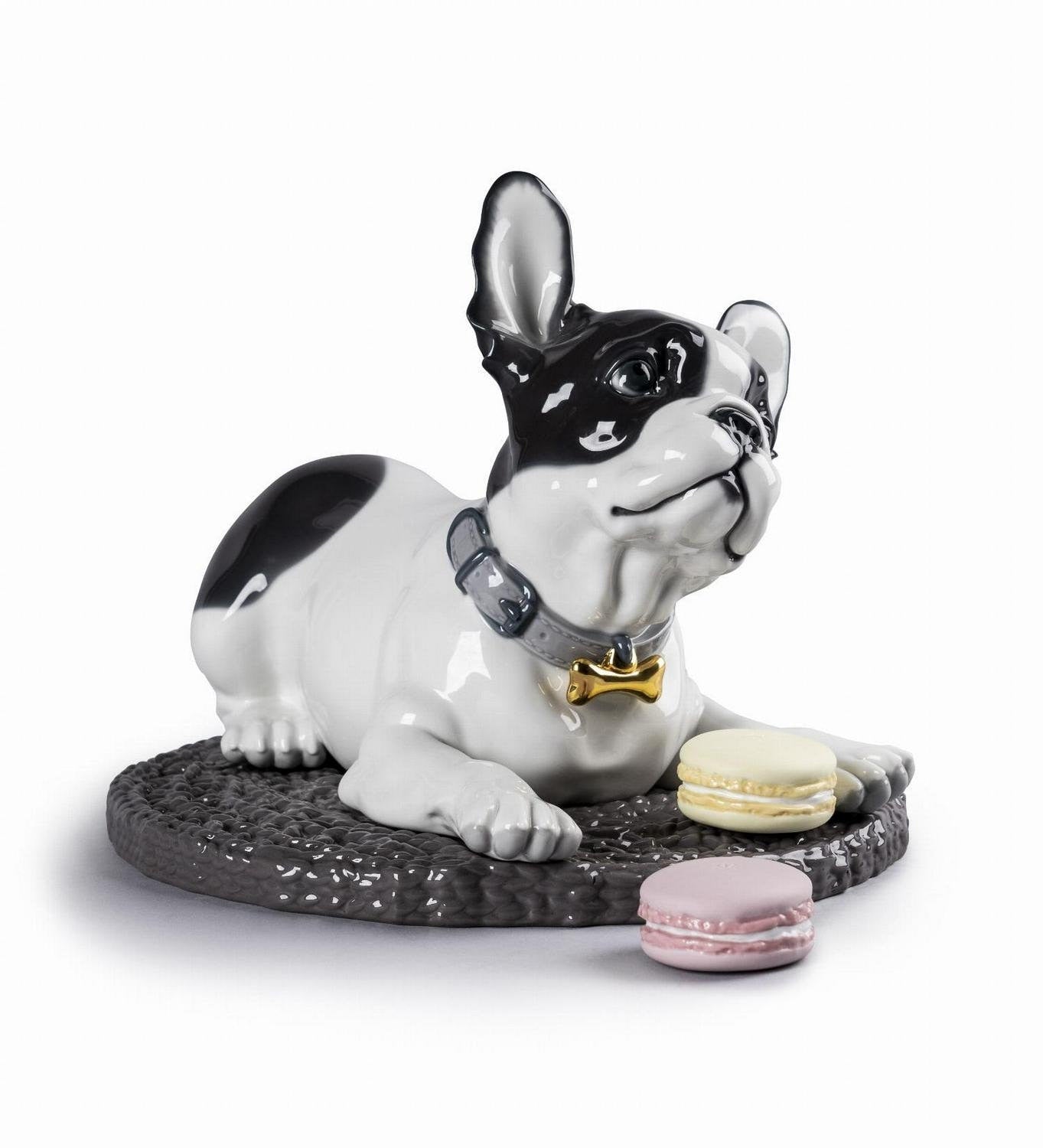 French bulldog with macarons dog figurine porcelain sculpture by lladro home decor wedding gift