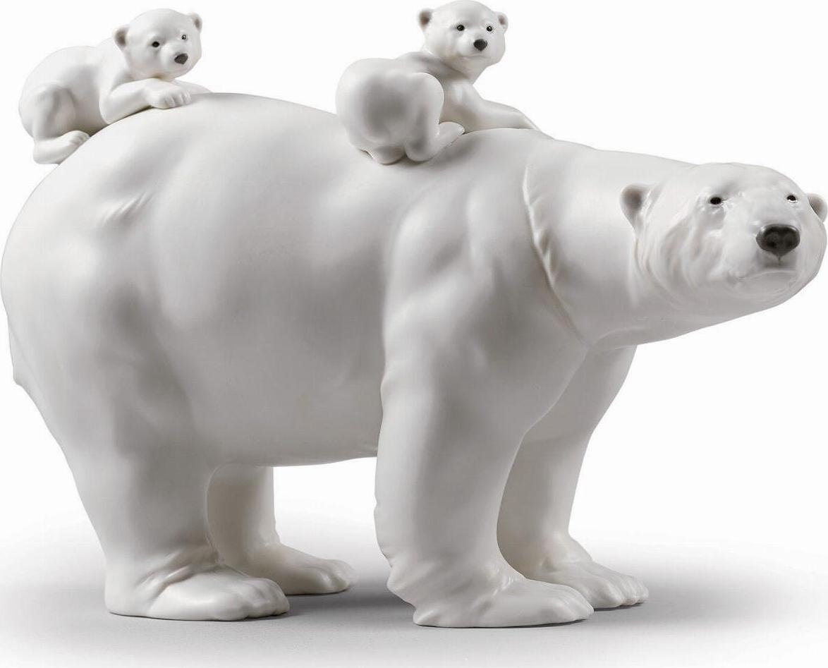 Mummy bear and babies figurine porcelain sculpture by lladro gift for mom living room decor