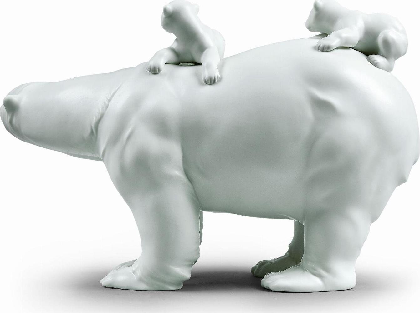 Mummy bear and babies figurine porcelain sculpture by lladro gift for mom living room decor