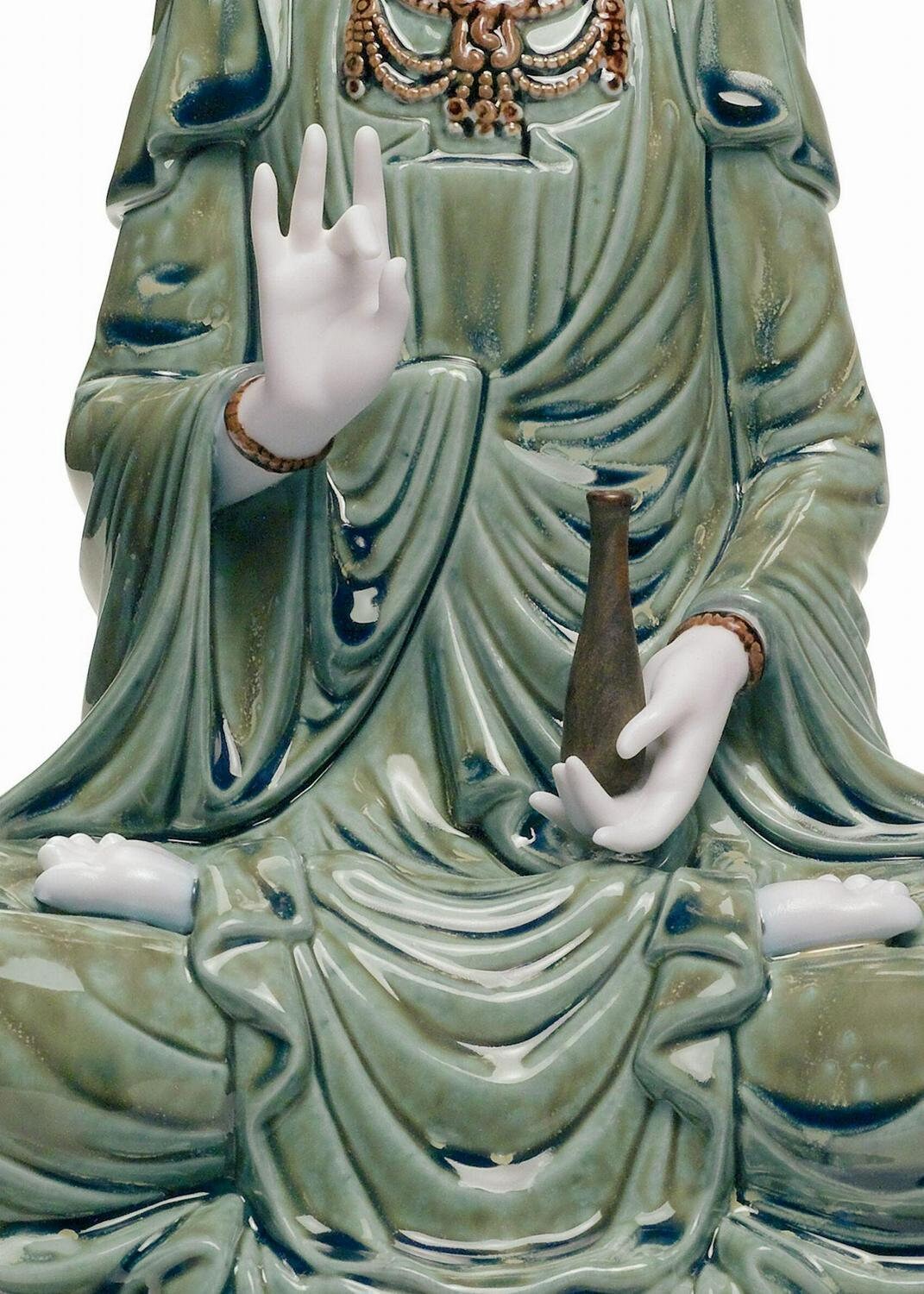 Kwan yin figurine. green porcelain sculpture by lladro shelf decor birthday gift