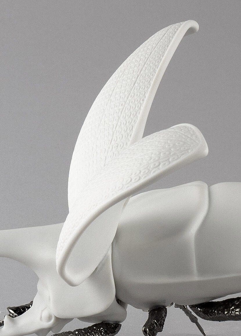 Hercules beetle figurine. matte white porcelain sculpture by lladro shelf decor wedding gift