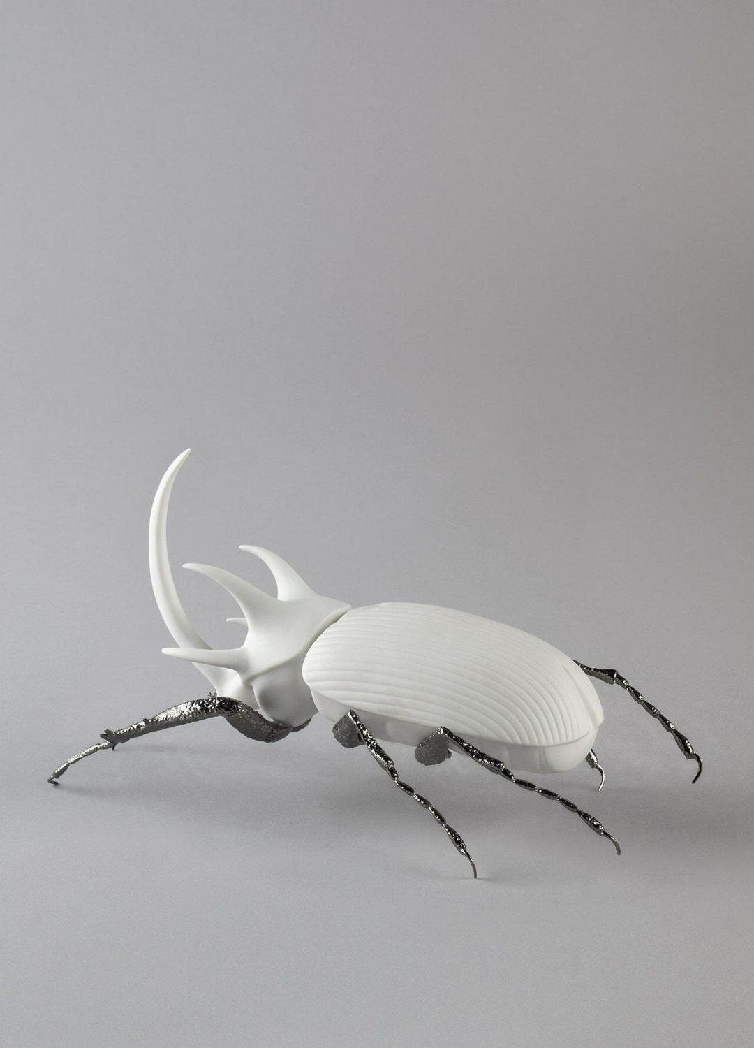 Rhinoceros beetle figurine. matte white porcelain sculpture by lladro living room decor anniversary gift