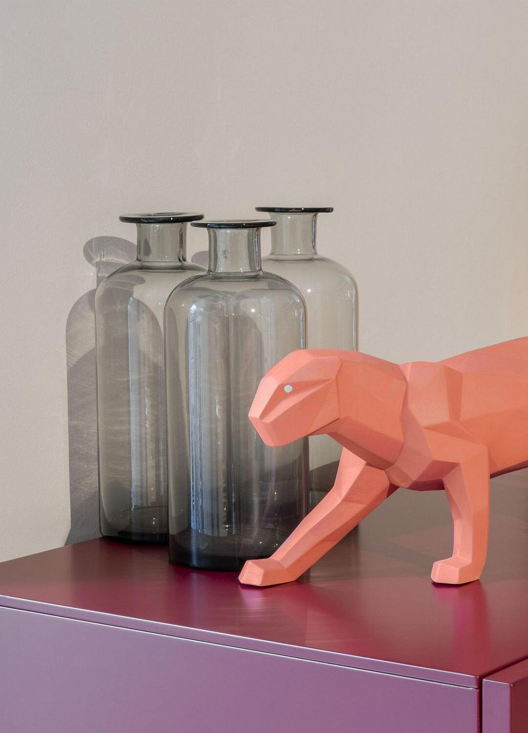 Panther figurine. coral matte porcelain sculpture by lladro home decor birthday gift