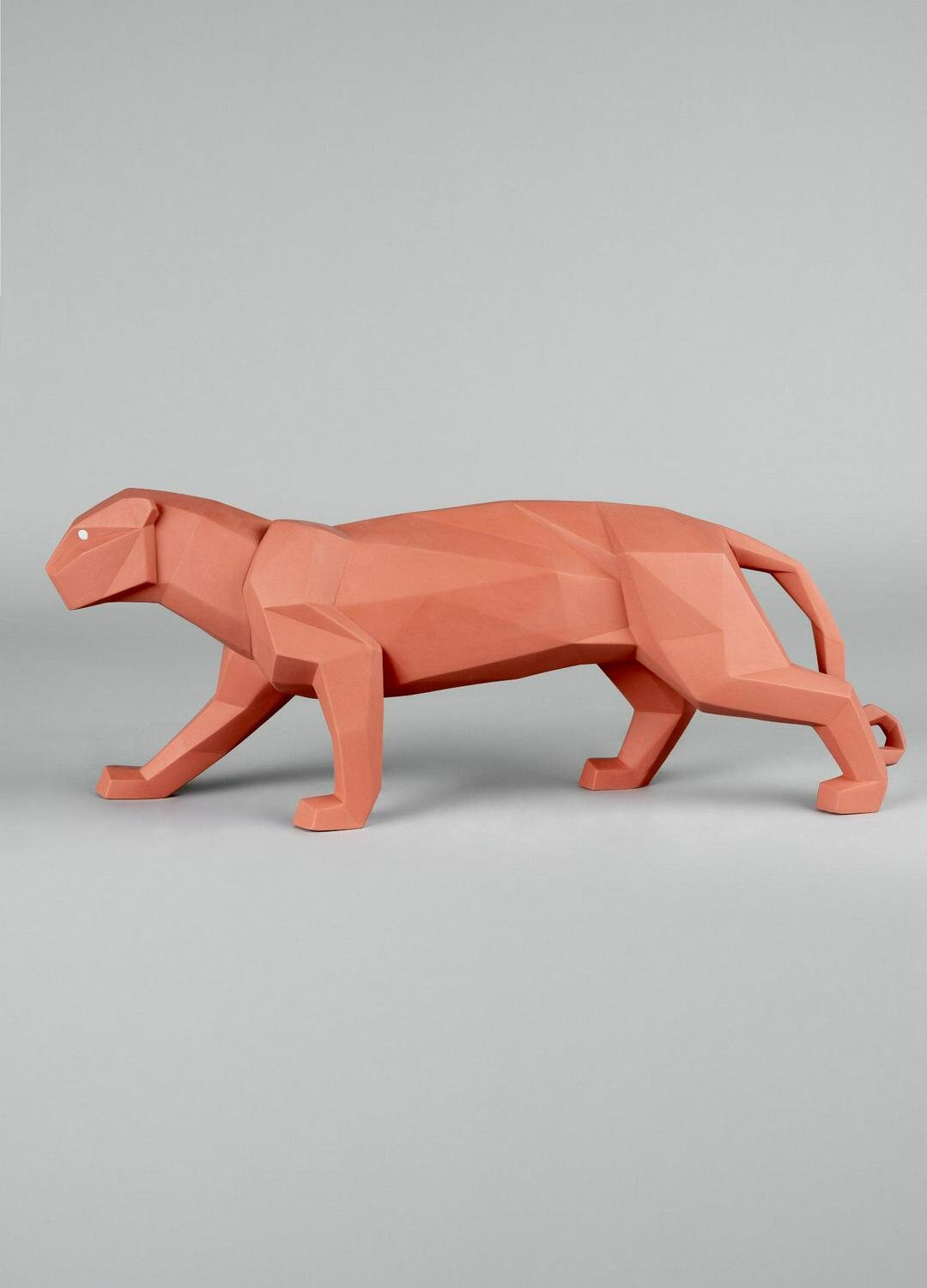Panther figurine. coral matte porcelain sculpture by lladro home decor birthday gift