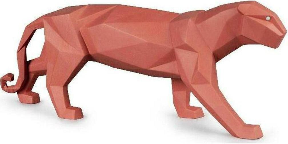 Panther figurine. coral matte porcelain sculpture by lladro home decor birthday gift