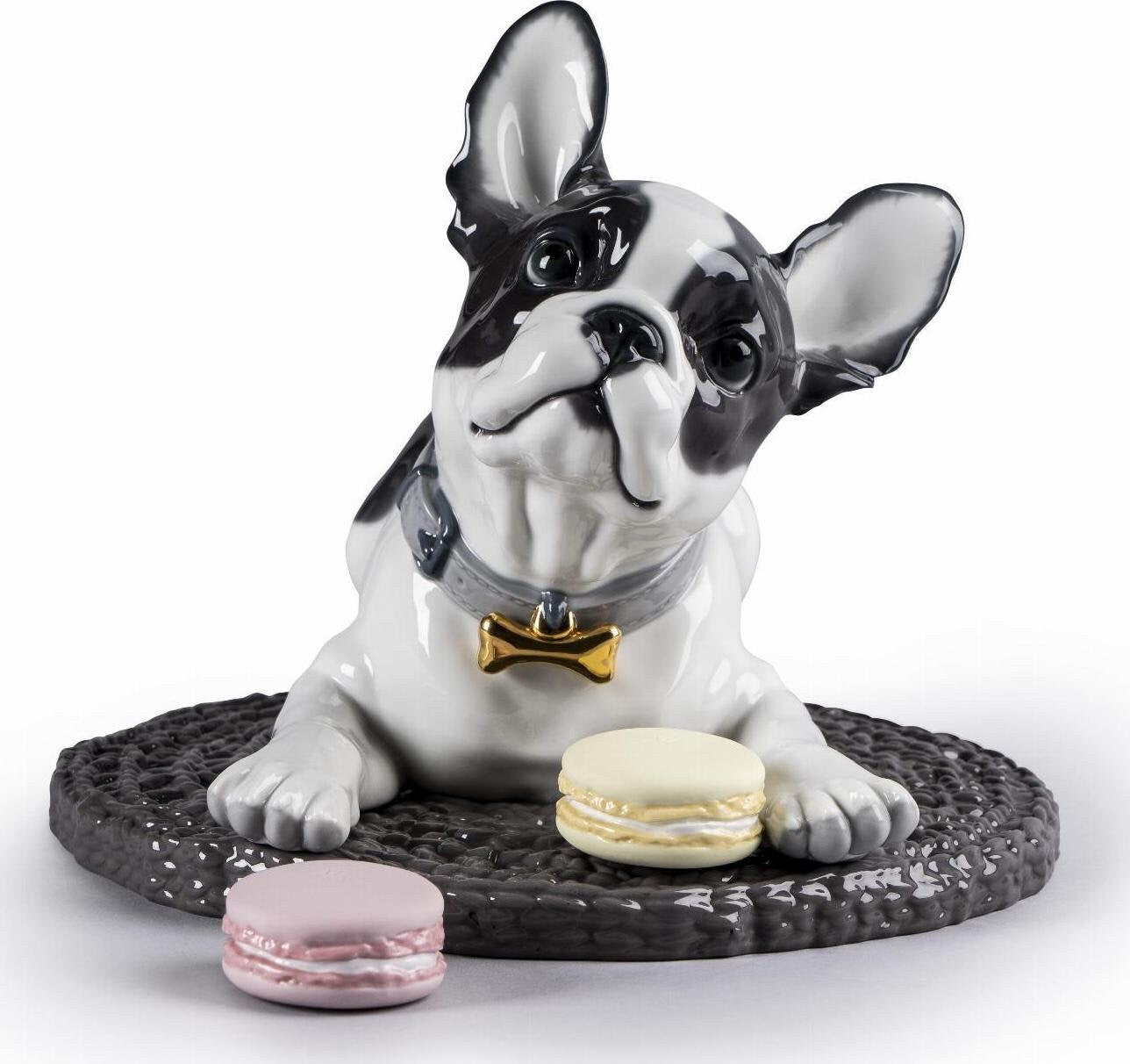 French bulldog with macarons dog figurine porcelain sculpture by lladro home decor wedding gift