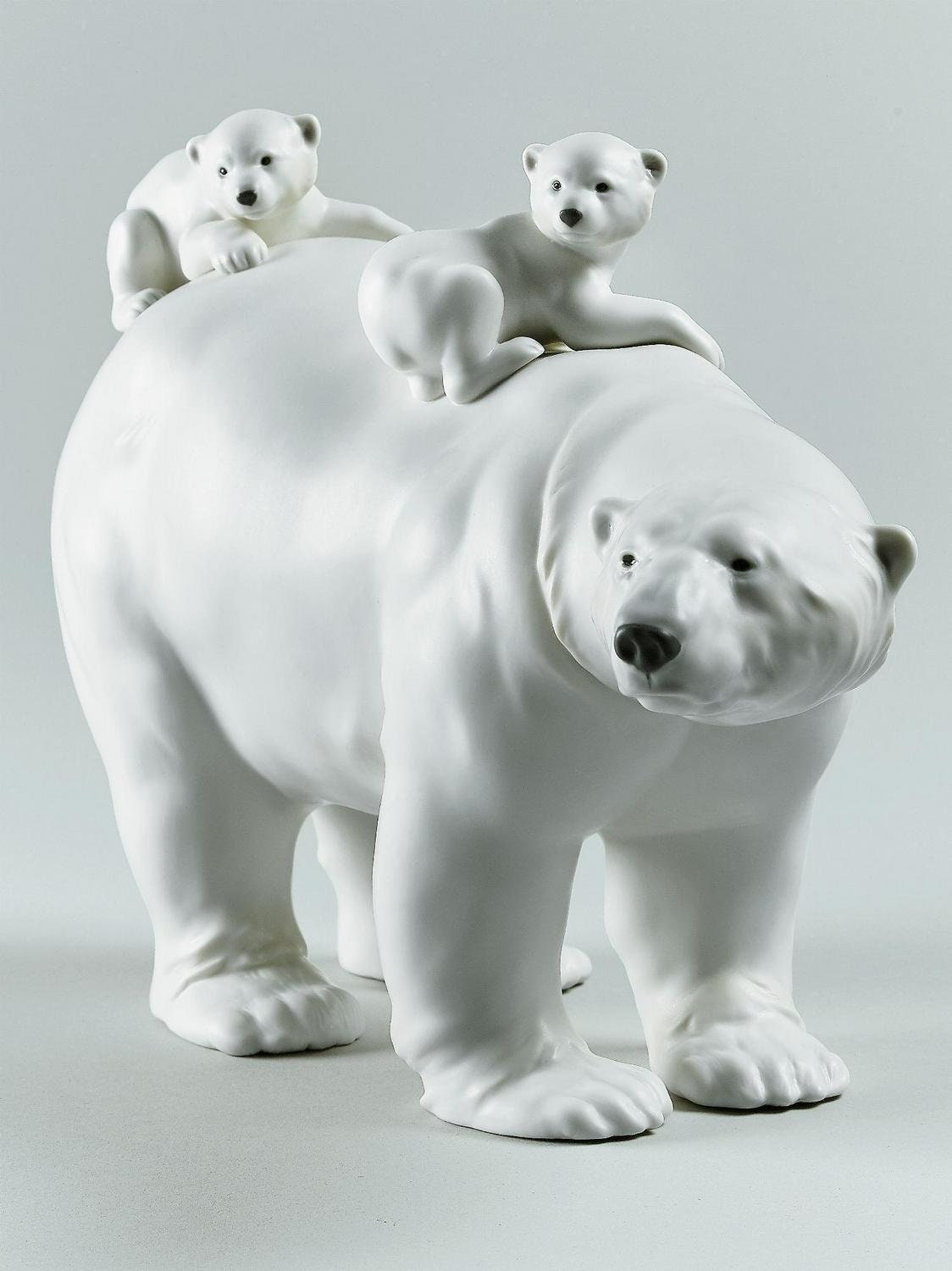 Mummy bear and babies figurine porcelain sculpture by lladro gift for mom living room decor