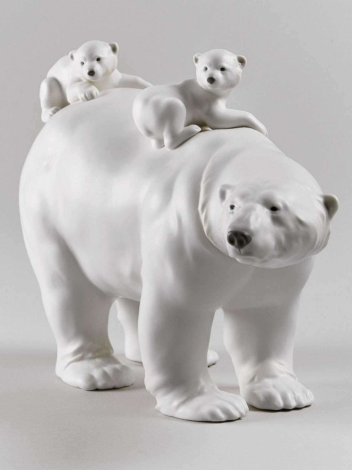Mummy bear and babies figurine porcelain sculpture by lladro gift for mom living room decor