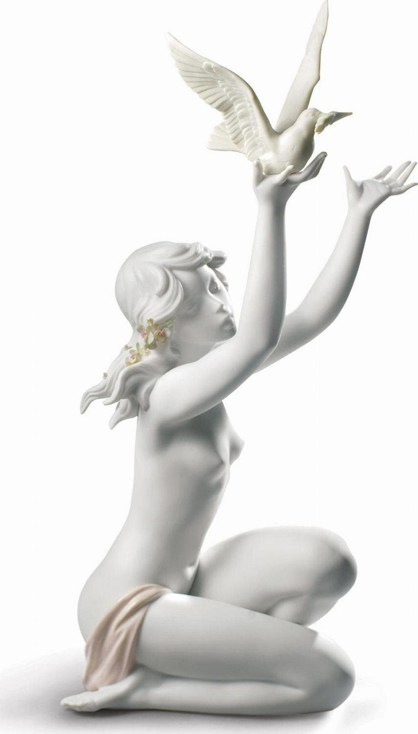 Peace offering woman figurine. white porcelain sculpture by lladro home decor wedding gift
